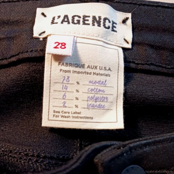 L’Agence Marguerite Skinny Pants Size 28"W X 26" Inseam Black Coated High Waist - Picture 6 of 8